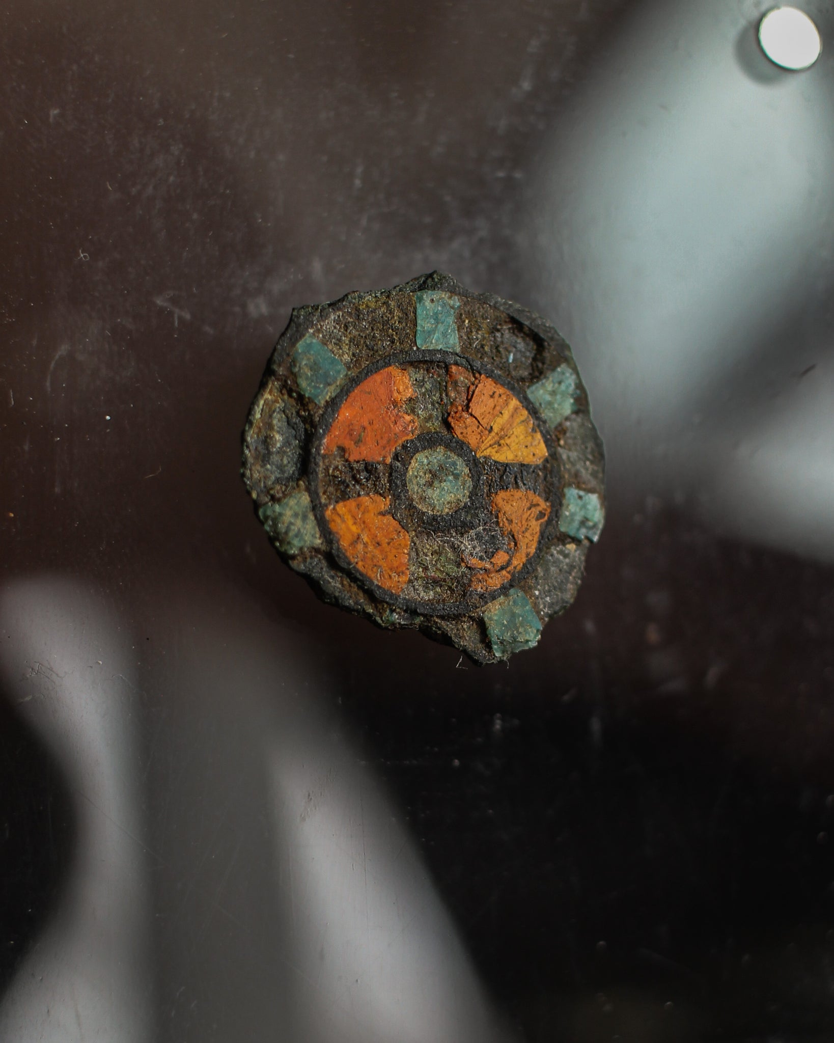 Merovingian Brooch with Enamelled Cross on Display