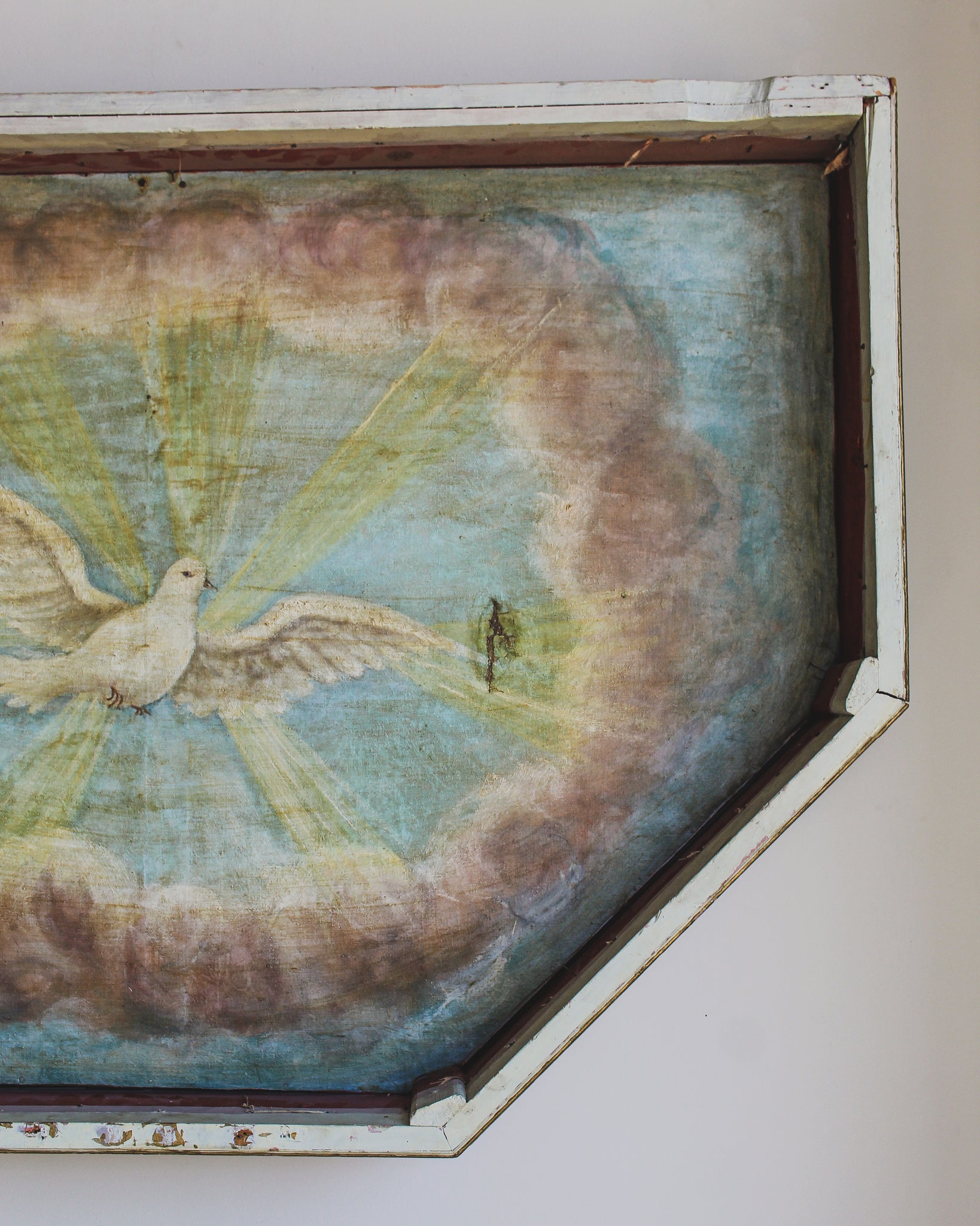 Flying Dove in Polychrome Carved Frame