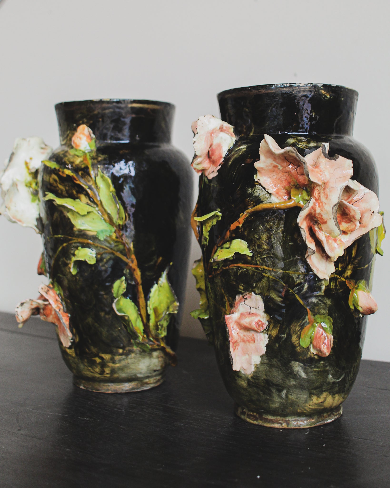 Pair of Aesthetic Movement Floral Vases