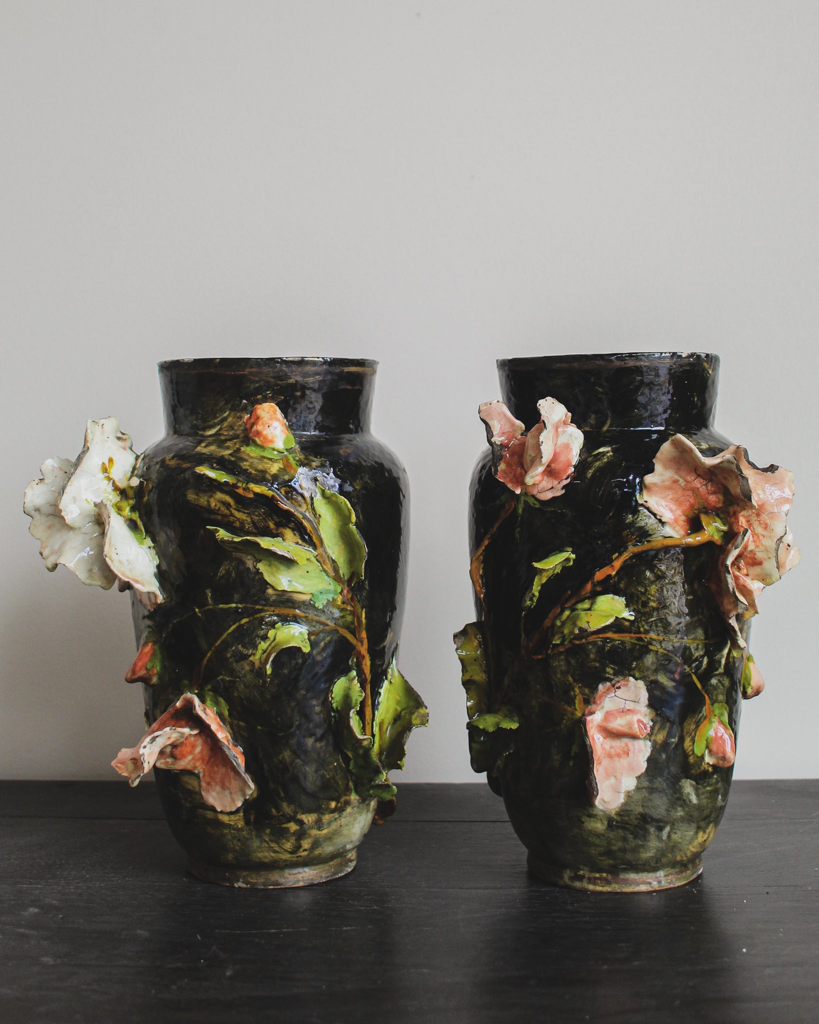 Pair of Aesthetic Movement Floral Vases